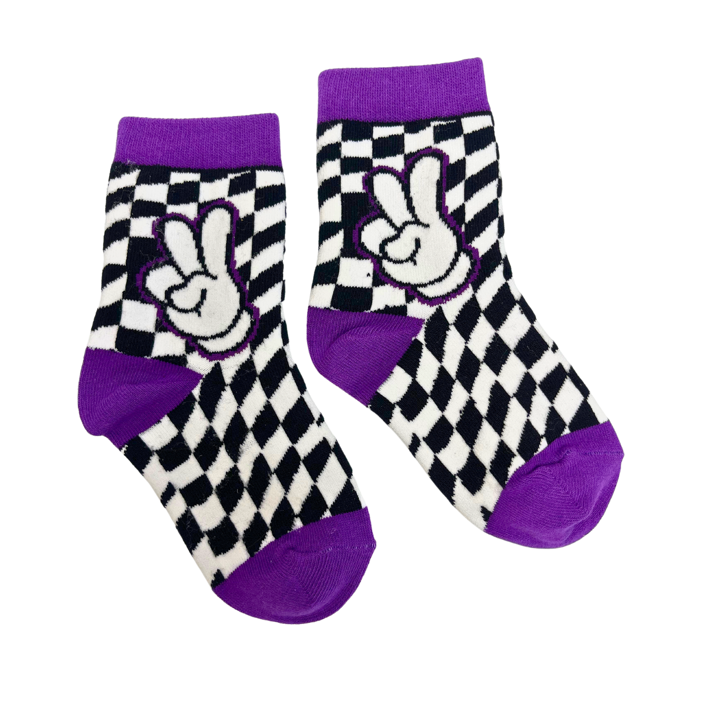 *KIDS* BLACK & WHITE & PURPLE CLASSIC PEACE SOCKS
