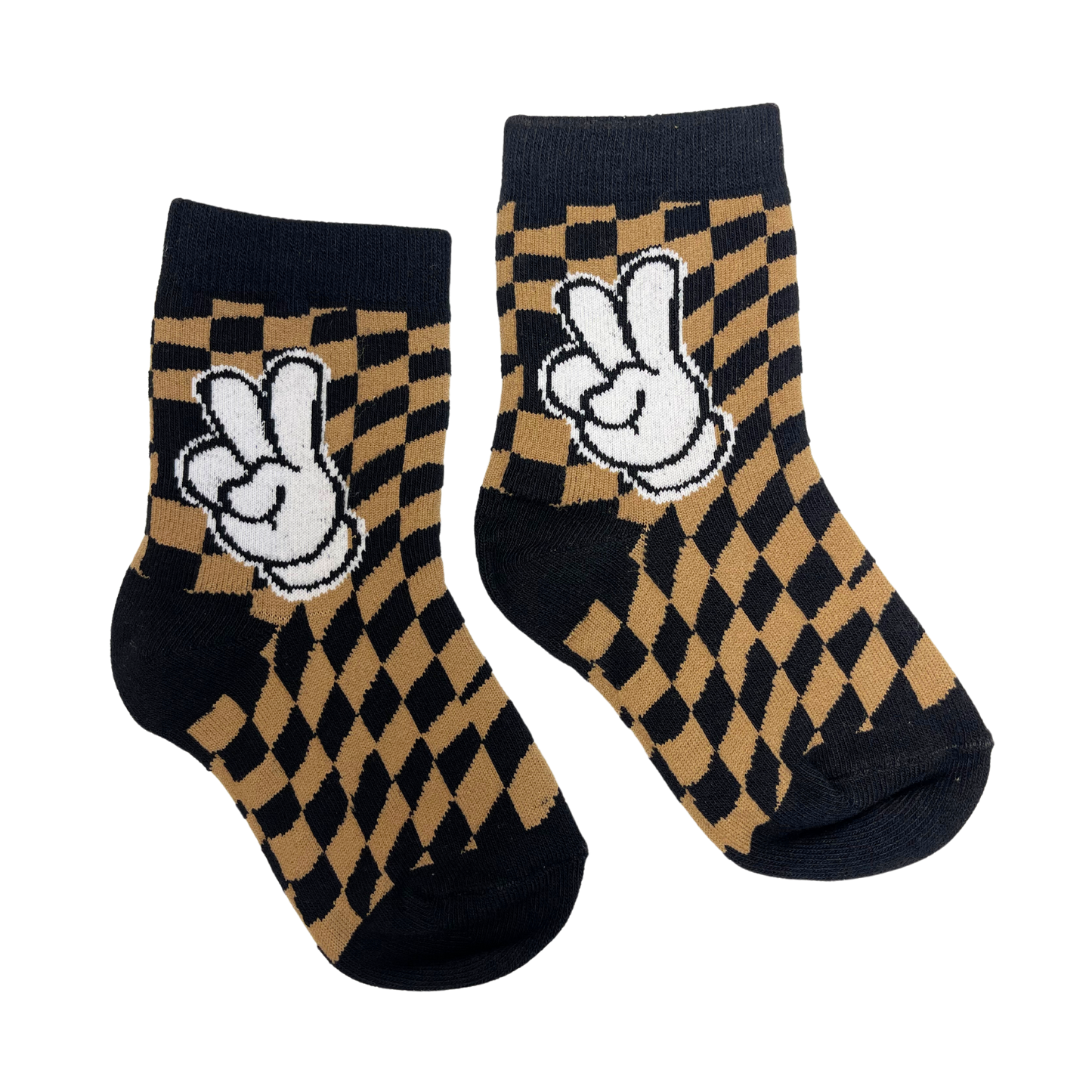 *KIDS* BLACK & BROWN CLASSIC PEACE SOCKS