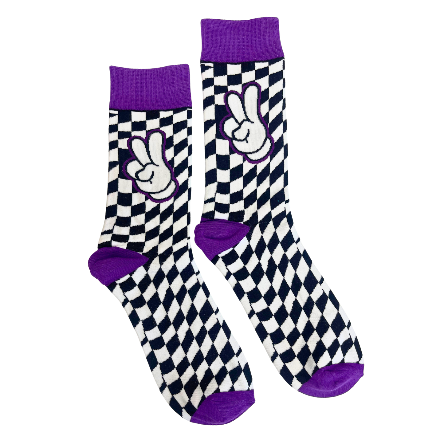 BLACK & WHITE & PURPLE CLASSIC PEACE SOCKS