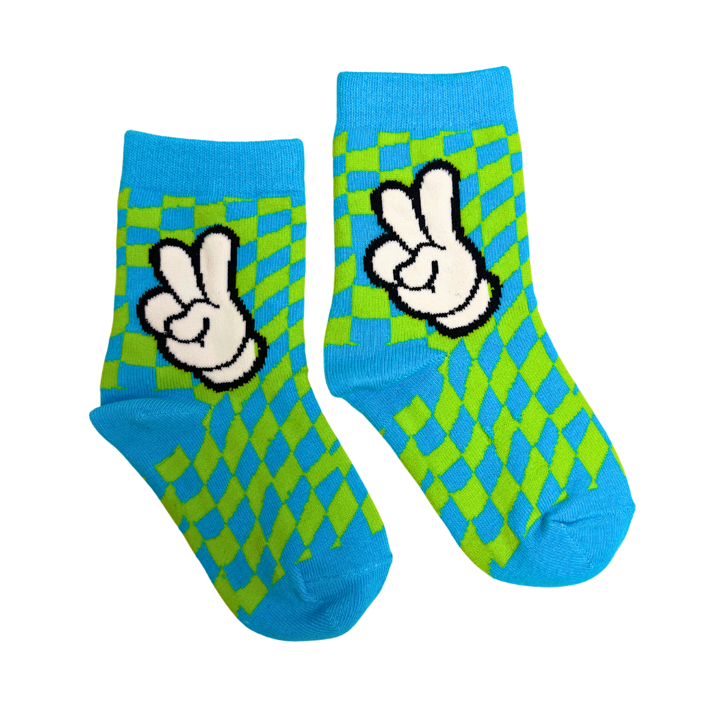 *KIDS* LIME & TEAL CLASSIC PEACE SOCKS